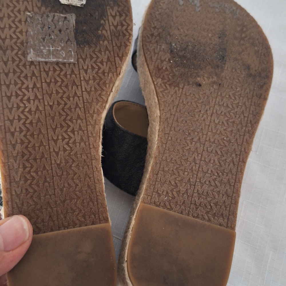 Michael Kors Black MK Logo Espadrille Slide Sandals with Gold Accents - Picture 5 of 5